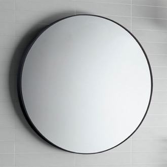 Modern Round Bathroom Vanity Mirror With Black Frame Gedy 6000-14