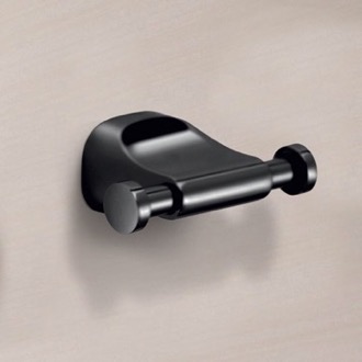 Modern Matte Black Wall Mounted Double Hook Gedy ST26-14