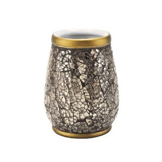 Free Standing Gold Finish Pottery and Glass Toothbrush Holder Gedy MY98-87