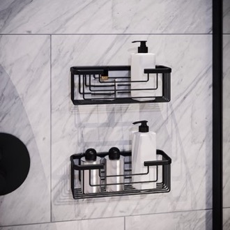 Set of Matte Black Shower Baskets