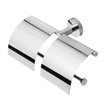 Chrome Double Toilet Roll Holder with Cover Geesa 148