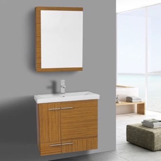 Teak Bathroom Vanities Thebathoutlet Bathroom Vanity 24 Inch Teak Wall Mounted With Ceramic Sink Medicine Cabinet Included Iotti
