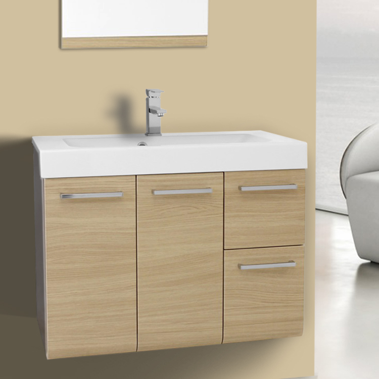 Iotti Mc03 By Nameek S Linear 30 Inch Wall Mount Natural Oak Iotti Mc03 By Nameek S Linear 30 Inch Wall Mount Natural Oak Bathroom Vanity Set Thebath