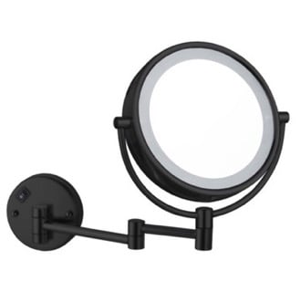 Black Makeup Mirror, Wall Mounted, Lighted, LED, 5x Magnification, Hardwired Nameeks AR7705-BLK-5x