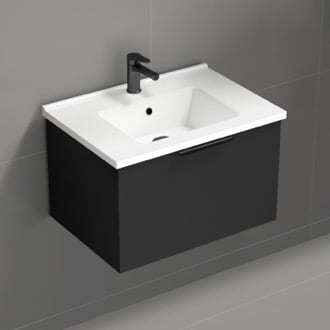 Wall Mounted Bathroom Vanity, Modern, 26 Inch, Matte Black Nameeks BODRUM19