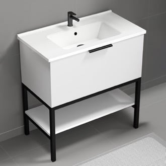 White Bathroom Vanity, Free Standing, Modern, 34 Inch Nameeks BODRUM5