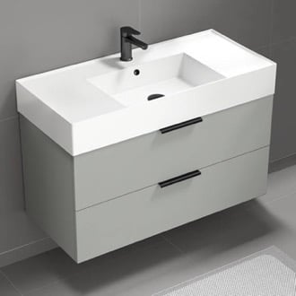 40 Inch Bathroom Vanity, Wall Mounted, Grey Mist Nameeks DERIN45