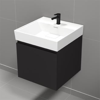 Small Bathroom Vanity, Wall Mount, Modern, 19 Inch, Matte Black Nameeks SHARP3