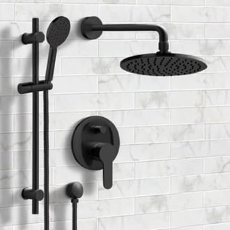 Matte Black Shower Set with 8 Inch Rain Shower Head and Multi Function Hand Shower Remer SFR52