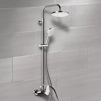 Chrome Exposed Pipe Shower System with 8 Inch Rain Shower Head and Hand Shower Remer SC530