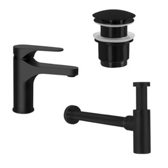 Matte Black Sink Faucet and Plumbing Set Remer SA200-NO