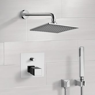 Chrome Thermostatic Shower System with 8 Inch Rain Shower Head and Hand Shower Remer SFH01