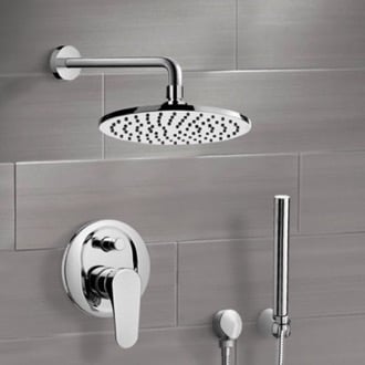 Shower System with 8 Inch Rain Shower Head and Hand Shower Remer SFH6538