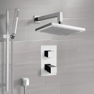 Thermostatic Shower System with 9.5 Inch Rain Shower Head and Hand Shower Remer SFR7402
