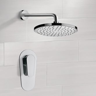 Chrome Shower Faucet Set with 8 Inch Rain Shower Head Remer SS1002