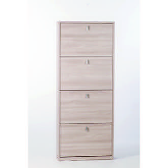 Clear Elm Shoe Rack with 4 Folding Doors Sarmog A554-Clear Elm