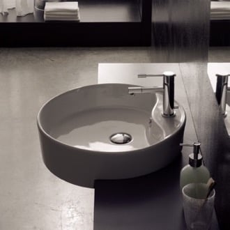 Round White Ceramic Semi-Recessed Sink Scarabeo 8029/D