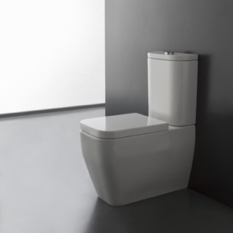 Modern Floor Standing Toilet, Ceramic, Squared Scarabeo 8311