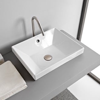 Rectangular White Ceramic Drop In Sink Scarabeo 5130