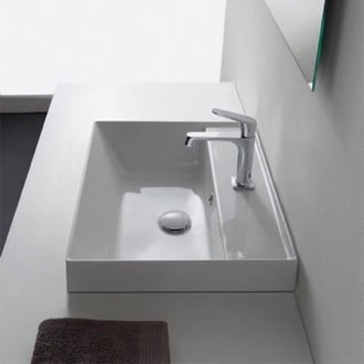 Square White Ceramic Drop In Sink Scarabeo 5108