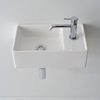 Rectangular White Ceramic Wall Mounted or Vessel Sink Scarabeo 8031/R-41