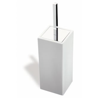 Square White Ceramic Toilet Brush Holder StilHaus 633