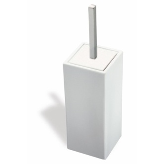 White Ceramic Toilet Brush Holder with Satin Nickel Handle StilHaus 633-36