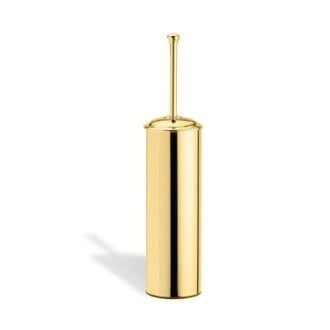 Round Brass Toilet Brush Holder in Gold Finish StilHaus SM039-16