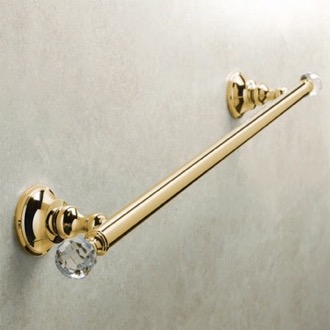 Gold Finish Brass 20 Inch Towel Bar with Crystals StilHaus SL45-16