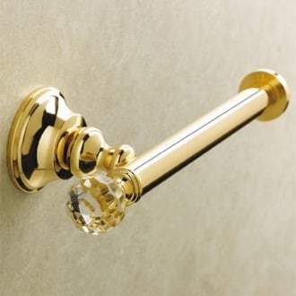 Gold Finish Brass Toilet Roll Holder with Crystal StilHaus SL11-16