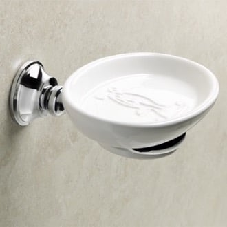 Wall Mounted Round White Ceramic Soap Dish with Brass Mounting StilHaus SM09