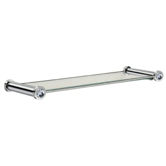 Chromed Brass and Glass 21 Inch Bathroom Shelf With White Crystals Windisch 85505CRB