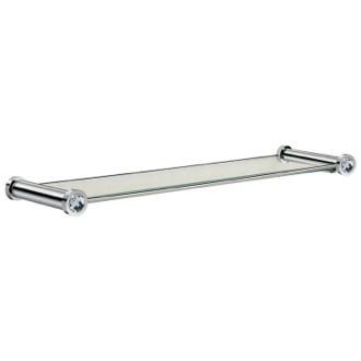Chrome 25 Inch Glass Bathroom Shelf With White Crystals Windisch 85506CRB