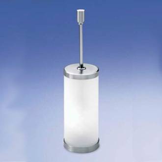 Frosted Crystal Glass Toilet Brush Holder with Brass Handle Windisch 89118M