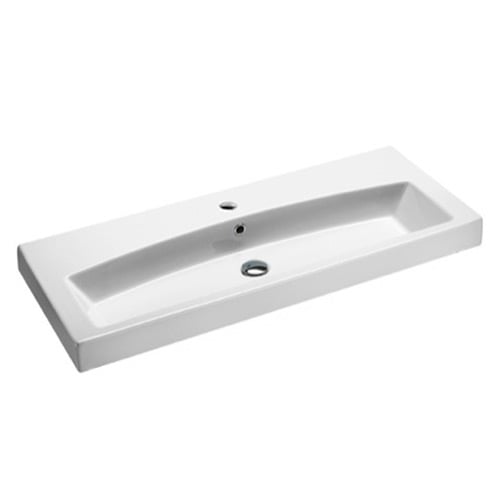 Rectangular White Ceramic Wall Mounted or Drop In Bathroom Sink GSI 752311