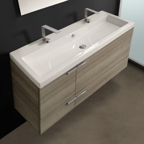 Double Bathroom Vanity, Wall Mounted, Wide, 47 Inch ACF ANS39