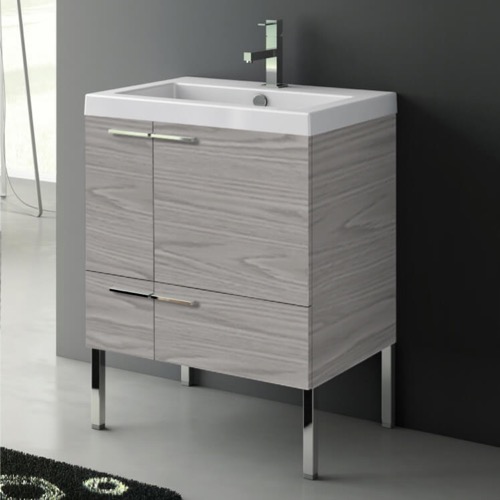 Free Standing Bathroom Vanity, Modern, 23 Inch, Grey Walnut ACF ANS30-Grey Walnut