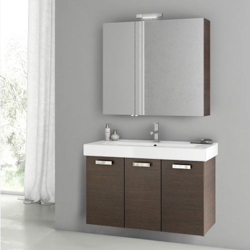 Wall Mounted Bathroom Vanity, Modern, 39 Inch, Wenge ACF C91
