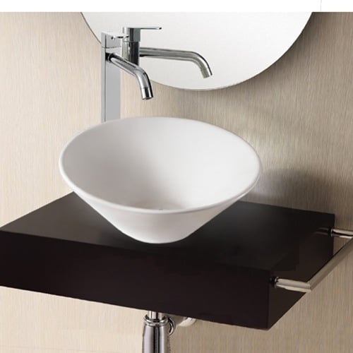 Round White Ceramic Vessel Bathroom Sink Caracalla CA4037