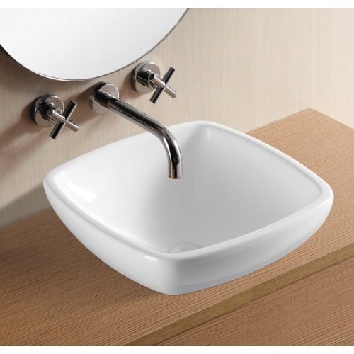 Square White Ceramic Vessel Bathroom Sink Caracalla CA4252