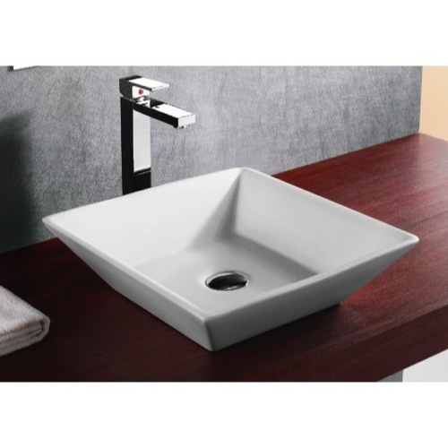 Square White Ceramic Vessel Bathroom Sink Caracalla CA4256