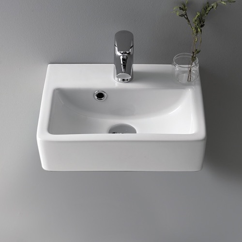 Small Ceramic Wall Mounted or Vessel Sink CeraStyle 001400-U