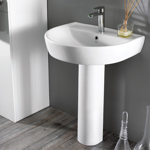 Round White Ceramic Pedestal Sink CeraStyle 007800U-PED