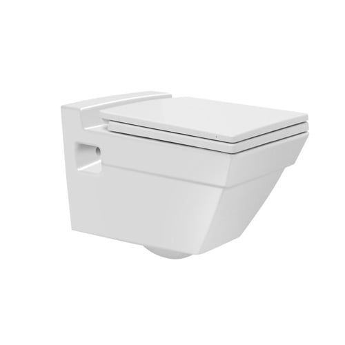 Modern Wall Mount Toilet, Ceramic, Squared CeraStyle 018000