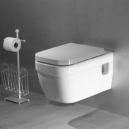 Modern Wall Mount Toilet, Ceramic, Squared CeraStyle 018200