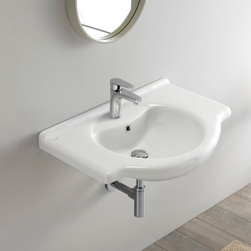 Rectangular White Ceramic Wall Mounted or Drop In Sink CeraStyle 066100-U