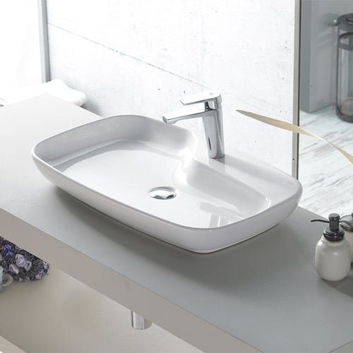 Rectangular White Ceramic Vessel Sink CeraStyle 074400-U