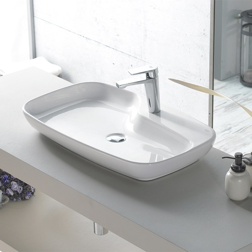 Rectangular White Ceramic Vessel Sink CeraStyle 074400-U