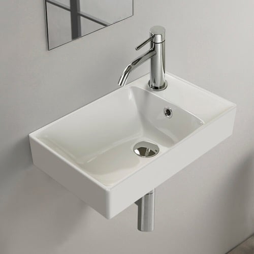 Small Bathroom Sink, Wall Mounted or Drop In, Ceramic CeraStyle 044300-U