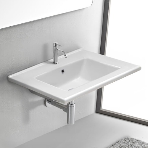 Rectangular White Ceramic Bathroom Sink CeraStyle 067300-U